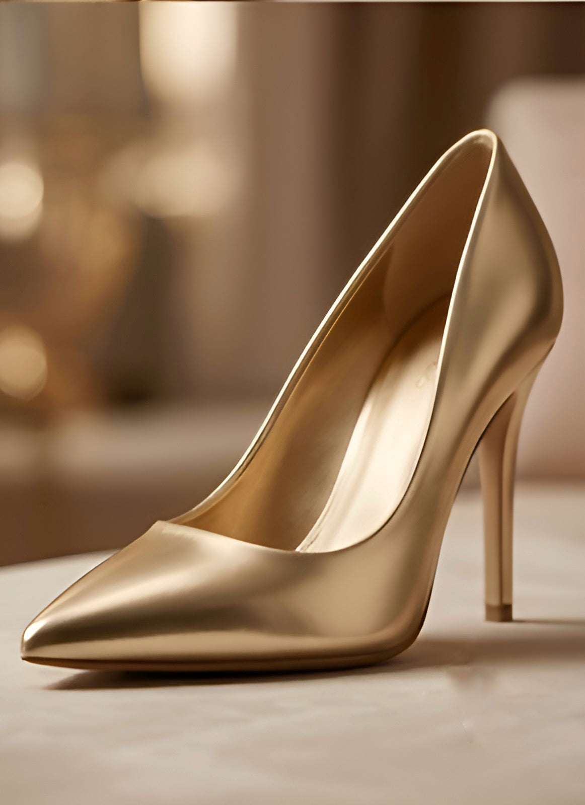 Escarpins Métallisés – Or Champagne Lumineux