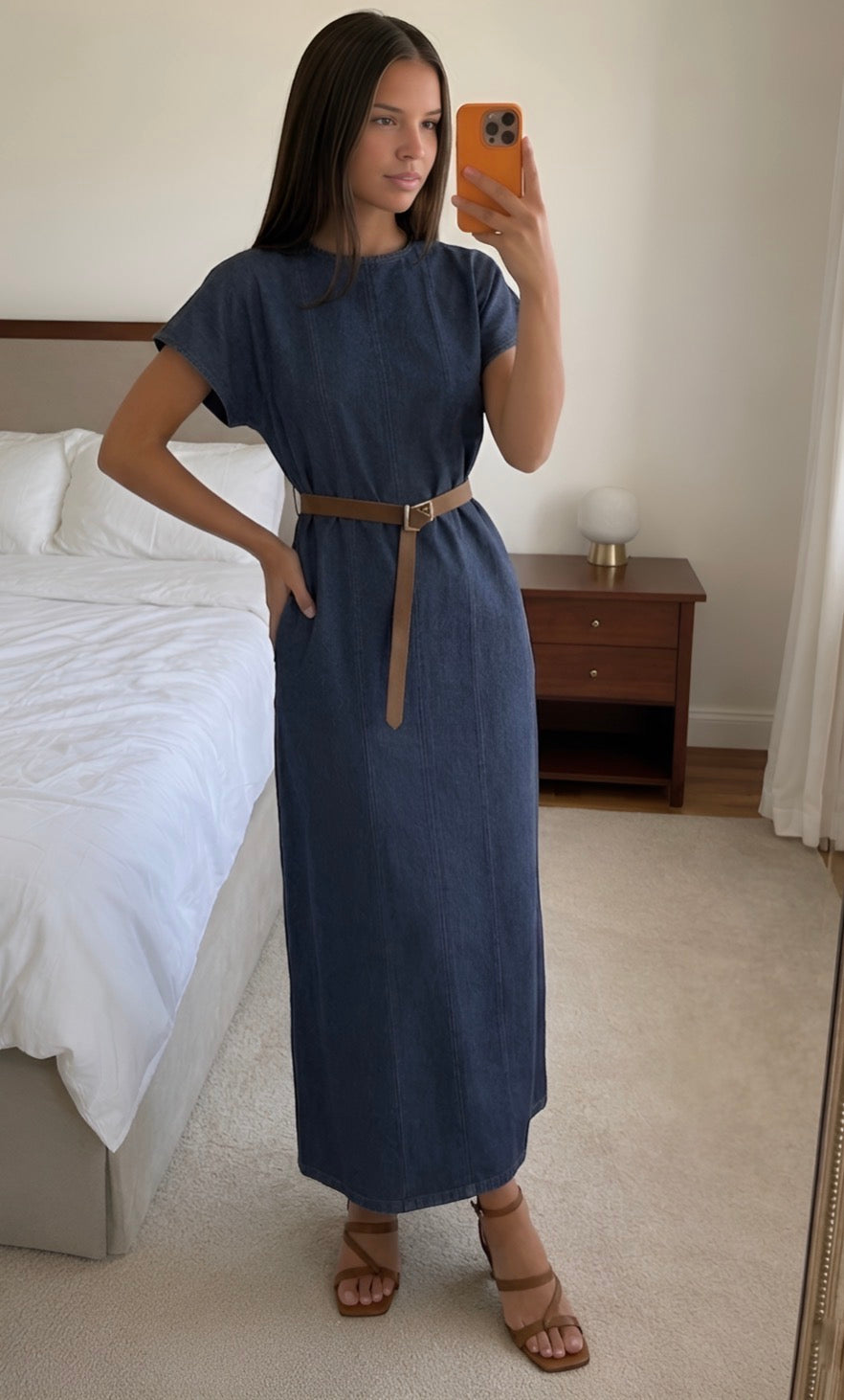 Robe Longue Denim Foncé Casual Chic