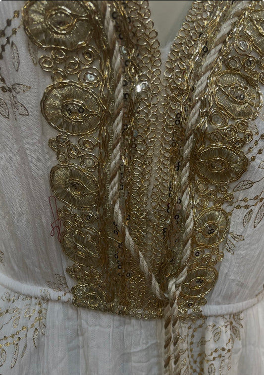Robe Fluide Brodée Femme – Taille Cintrée Été