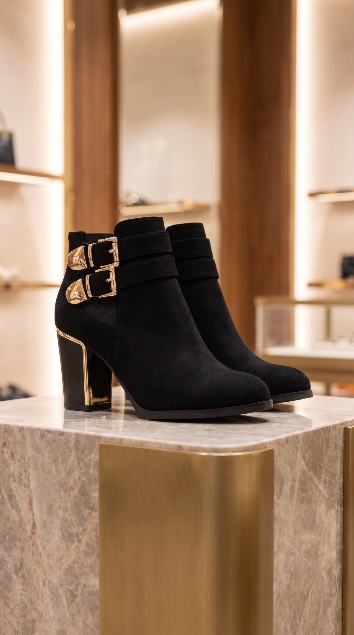 Bottines à Talon Boucles Dorées