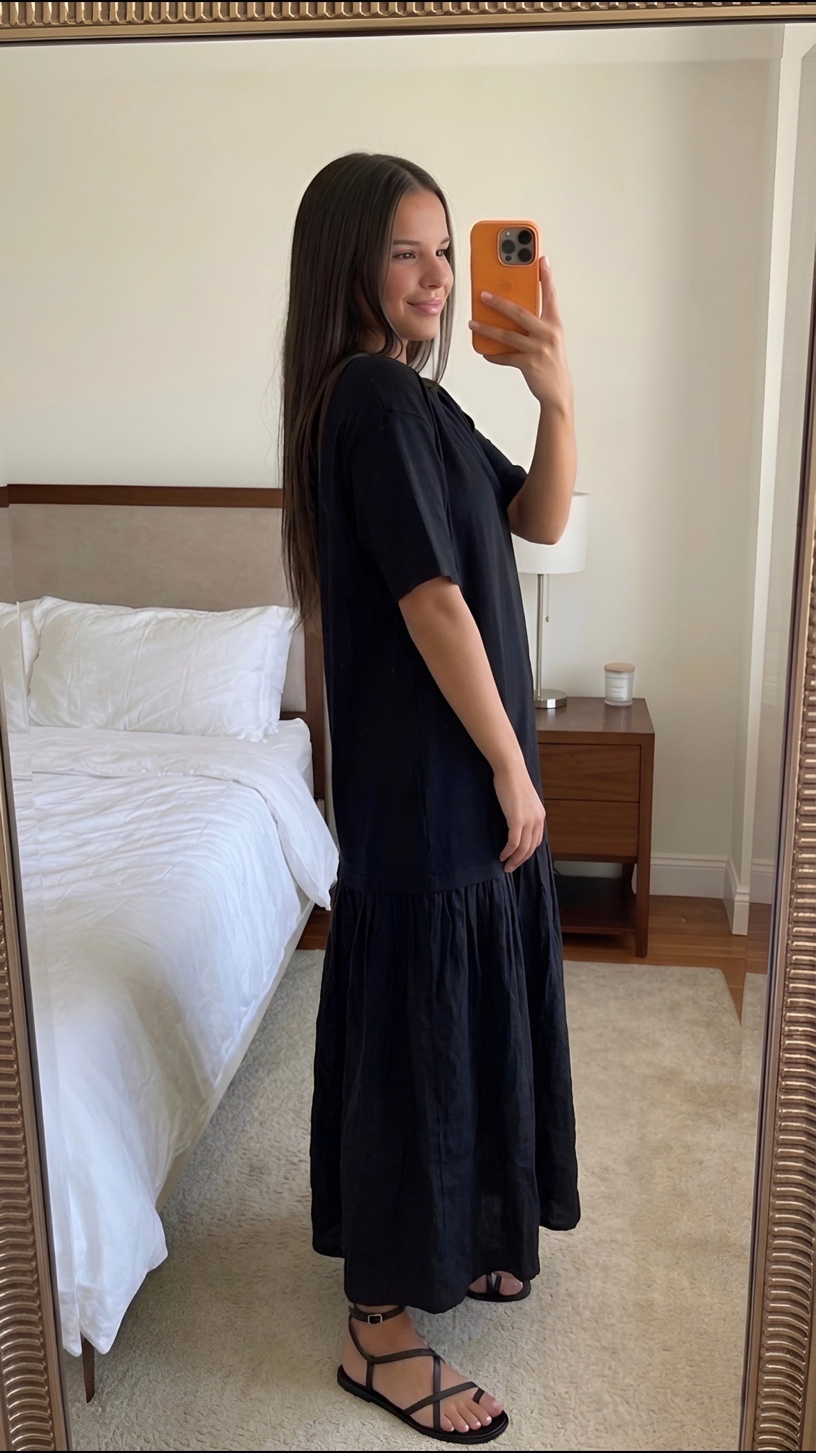 Robe longue jaune marron bi-matière femme taille unique