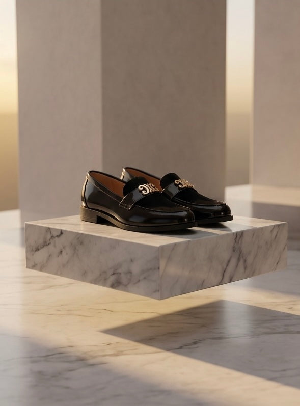 Mocassins Vernis & Daim Noir Élégance