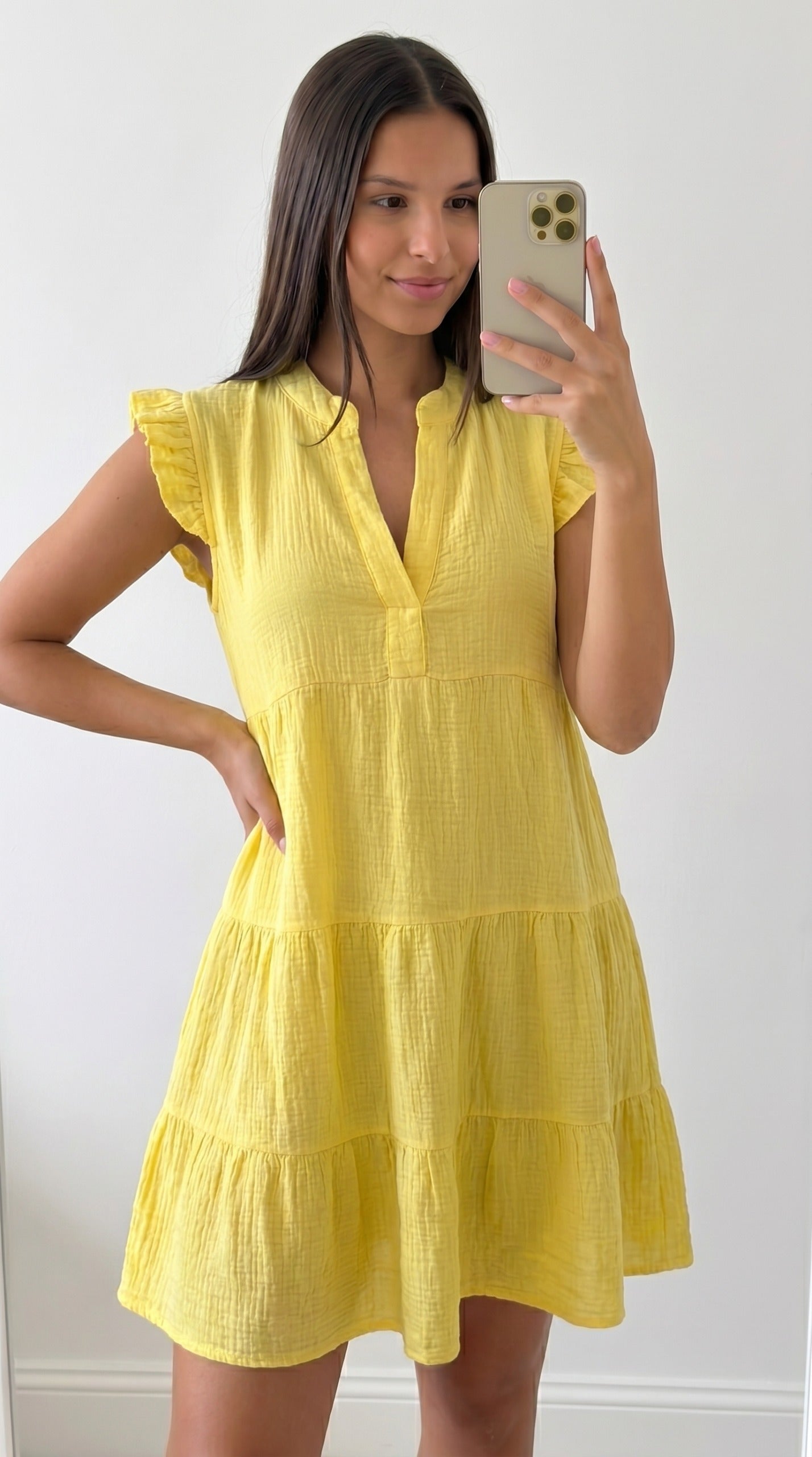 Robe Courte Bohème en Gaze de Coton Blanche