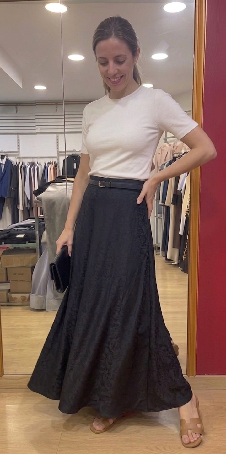 Jupe texturée femme coupe évasée taille unique