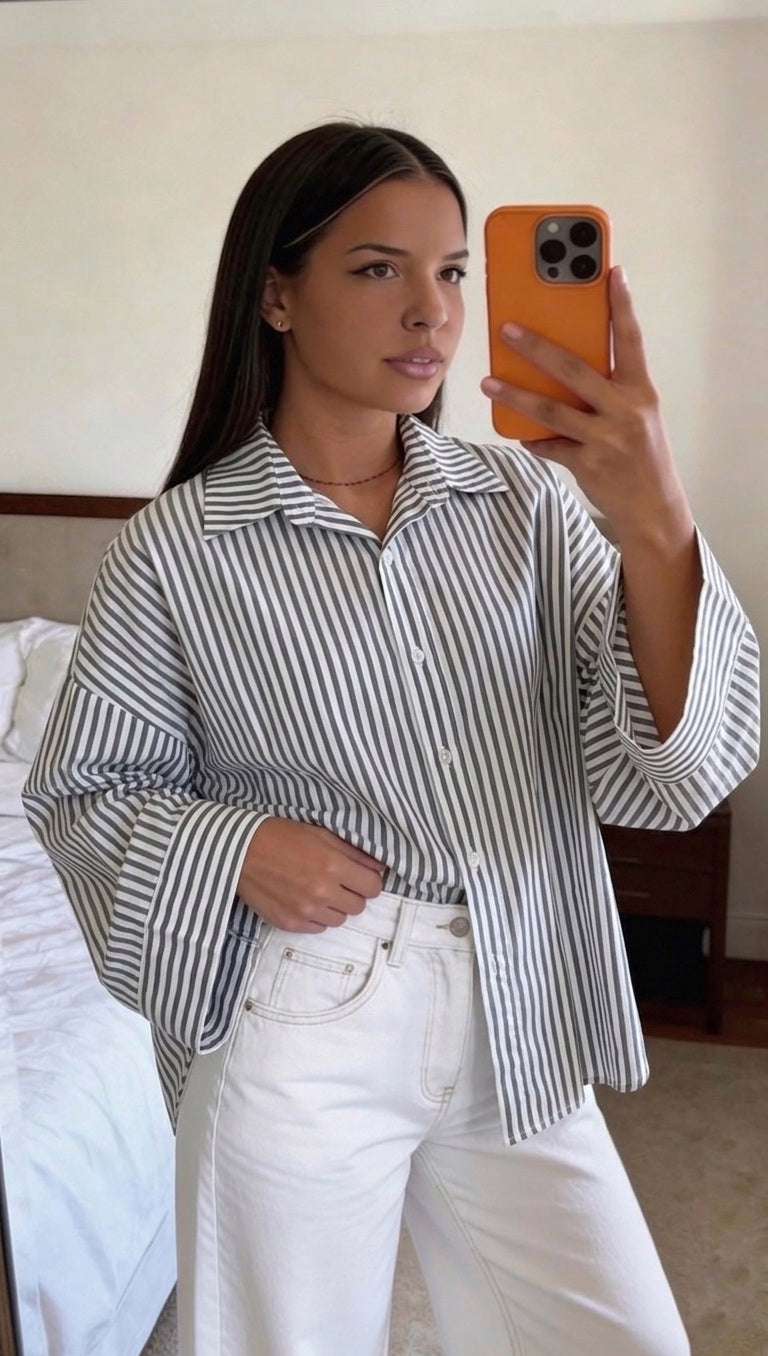 Chemise rayures bleues femme coupe decontractee chic