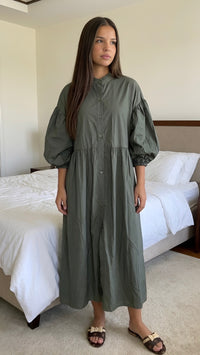 Robe Chemise Manches Bouffantes Femme – Élégance Naturelle
