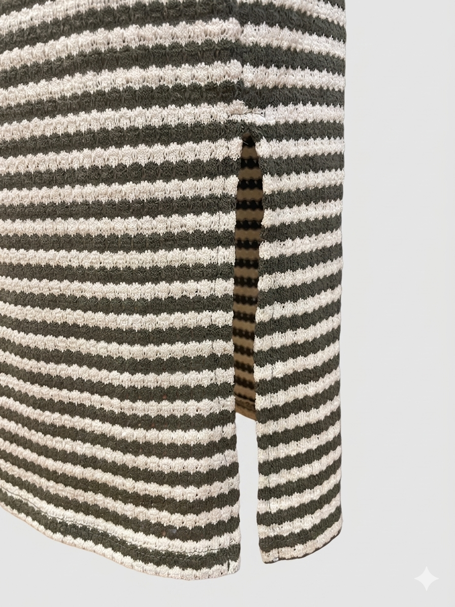 Robe Longue Maille Rayée – Bretelles Fines & Fente