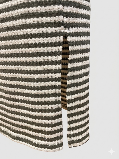 Robe Longue Maille Rayée – Bretelles Fines & Fente