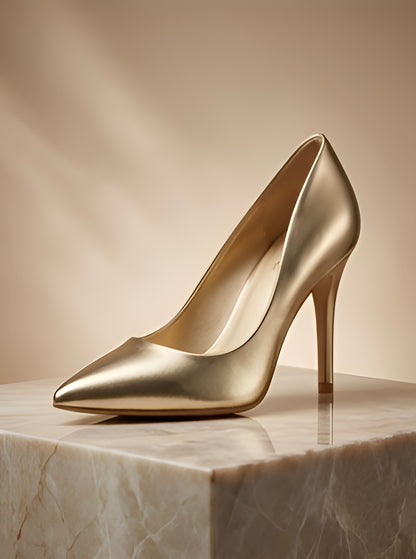 Escarpins Métallisés – Or Champagne Lumineux