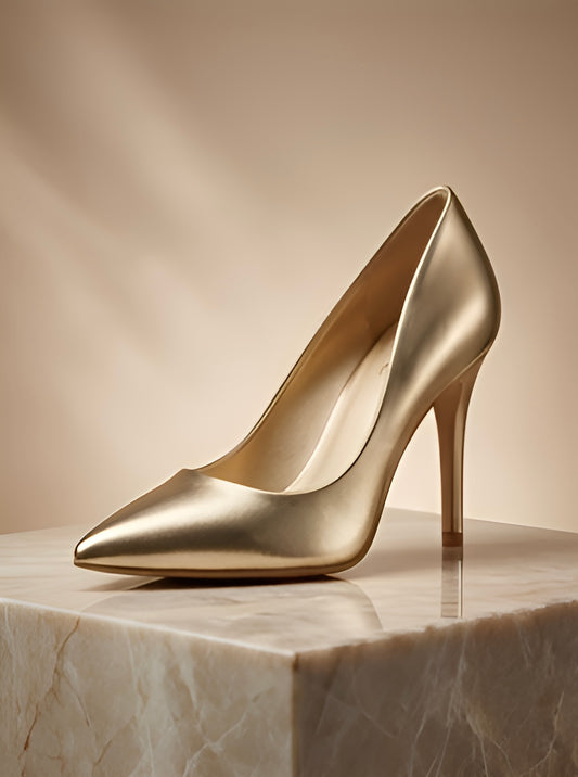 Escarpins Métallisés – Or Champagne Lumineux