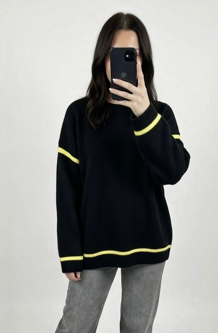 Pull "Milano" - Maille Douce & Liseré Néon (Made in Italy)