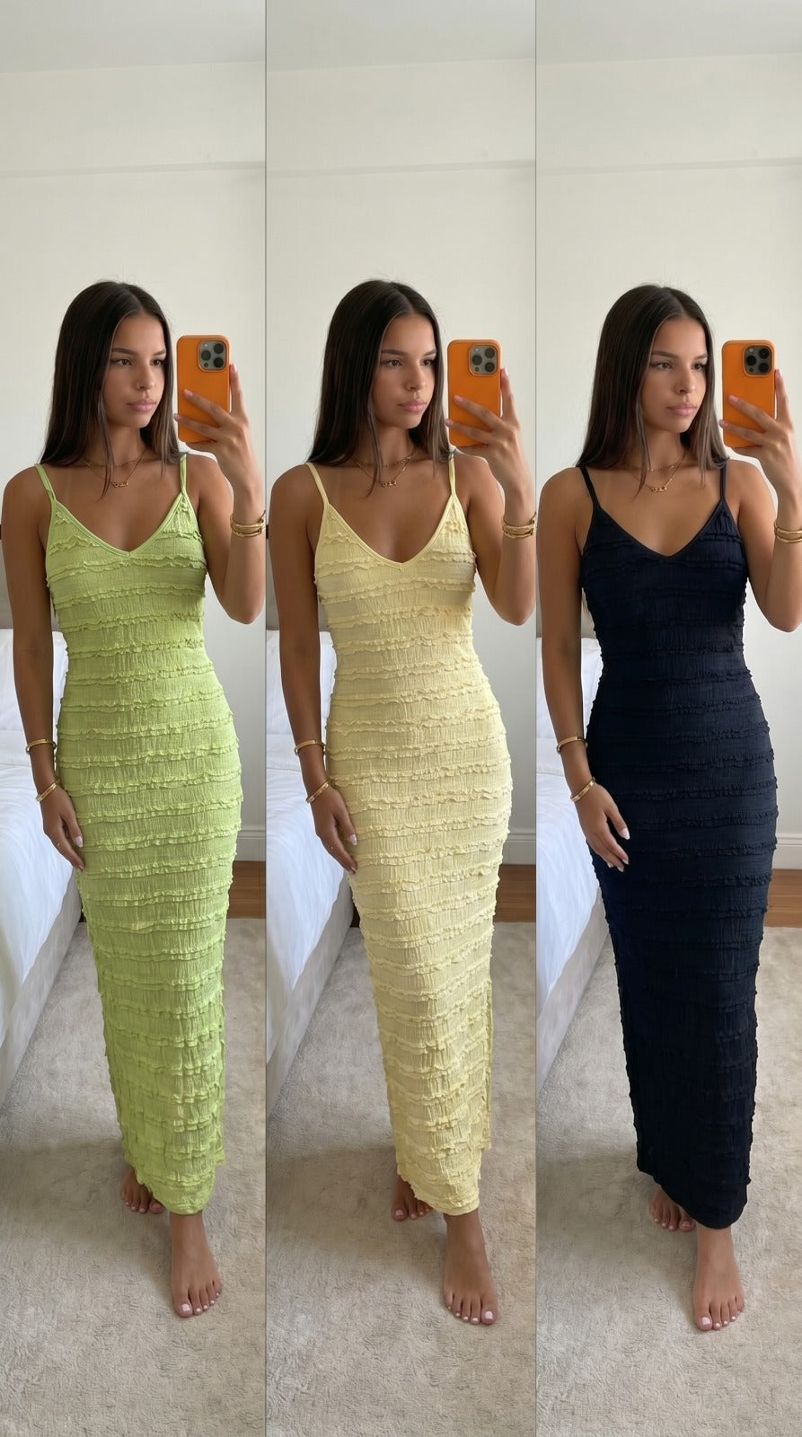 Robe texturée bretelles jaune femme taille S vue dos