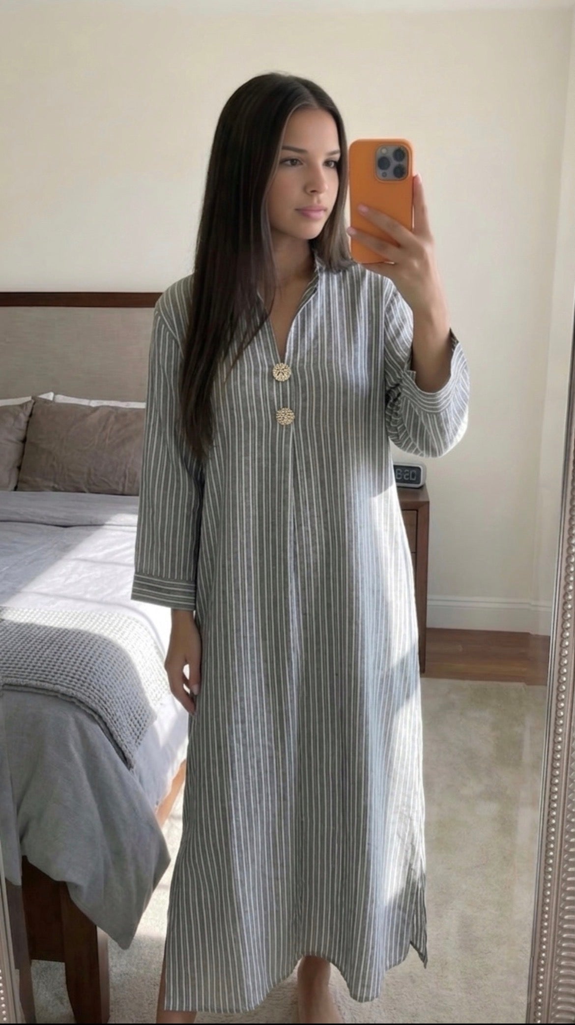 Robe longue rayures vue de face femme legere ete