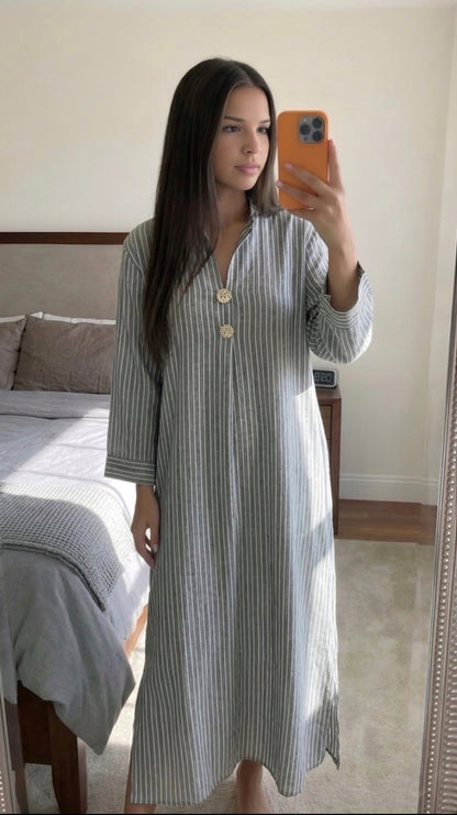 Robe longue rayures vue de face femme legere ete