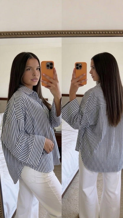 Chemise oversize rayures vertes femme style casual