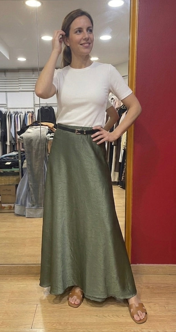 Jupe longue femme texturée ceinture livraison rapide France