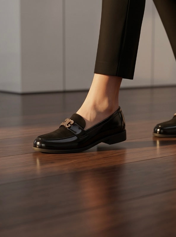Mocassins Vernis & Daim Noir Élégance