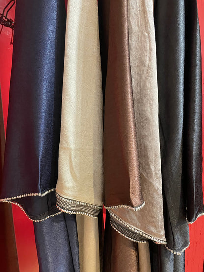 Ensemble Abaya Satin Marron — Robe & Kimono Élégant