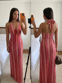 Robe Longue Dos Nu Col Halter Femme – Élégance Été