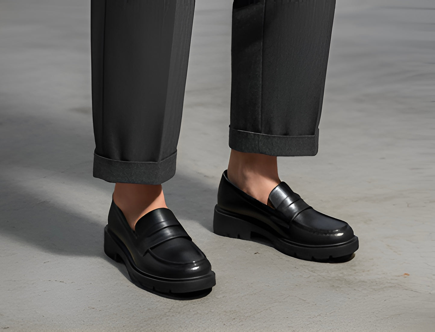 Mocassins Plateforme Élégants – Noir Ébène