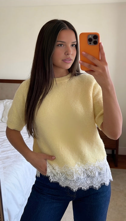 Pull dentelle élégance coupe fluide femme 6 coloris taille unique
