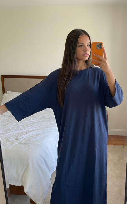 Robe marine femme oversize manches fluides taille unique