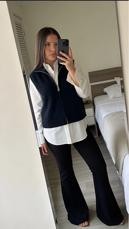 Gilet Sans Manches Maille Douce — Marron