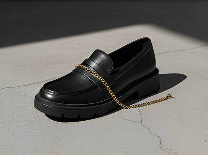 Mocassins Plateforme Élégants – Noir Ébène