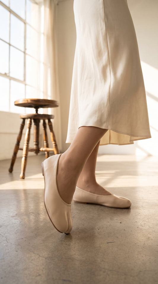 Ballerines Tabi femme à bout fendu coloris beige
