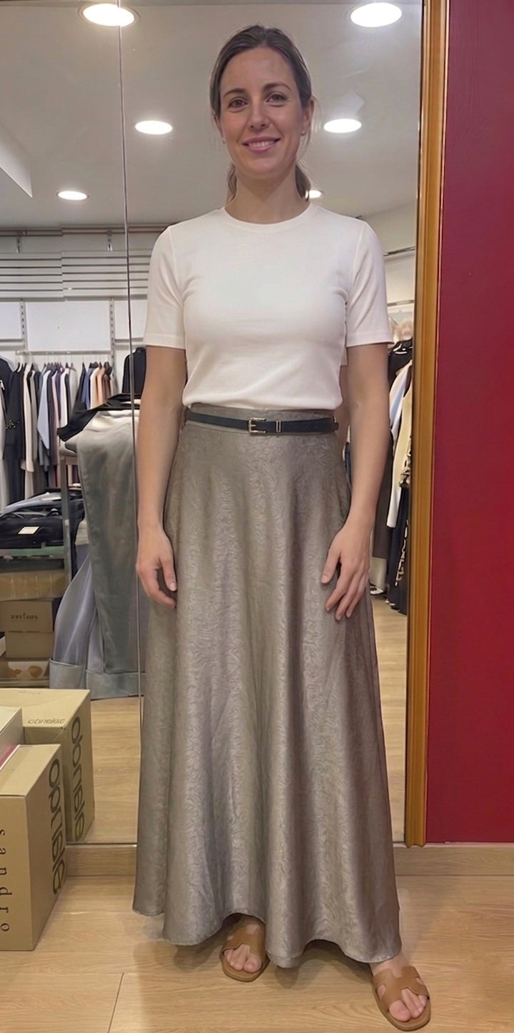 Jupe longue texturée femme noir ceinture nouée dos