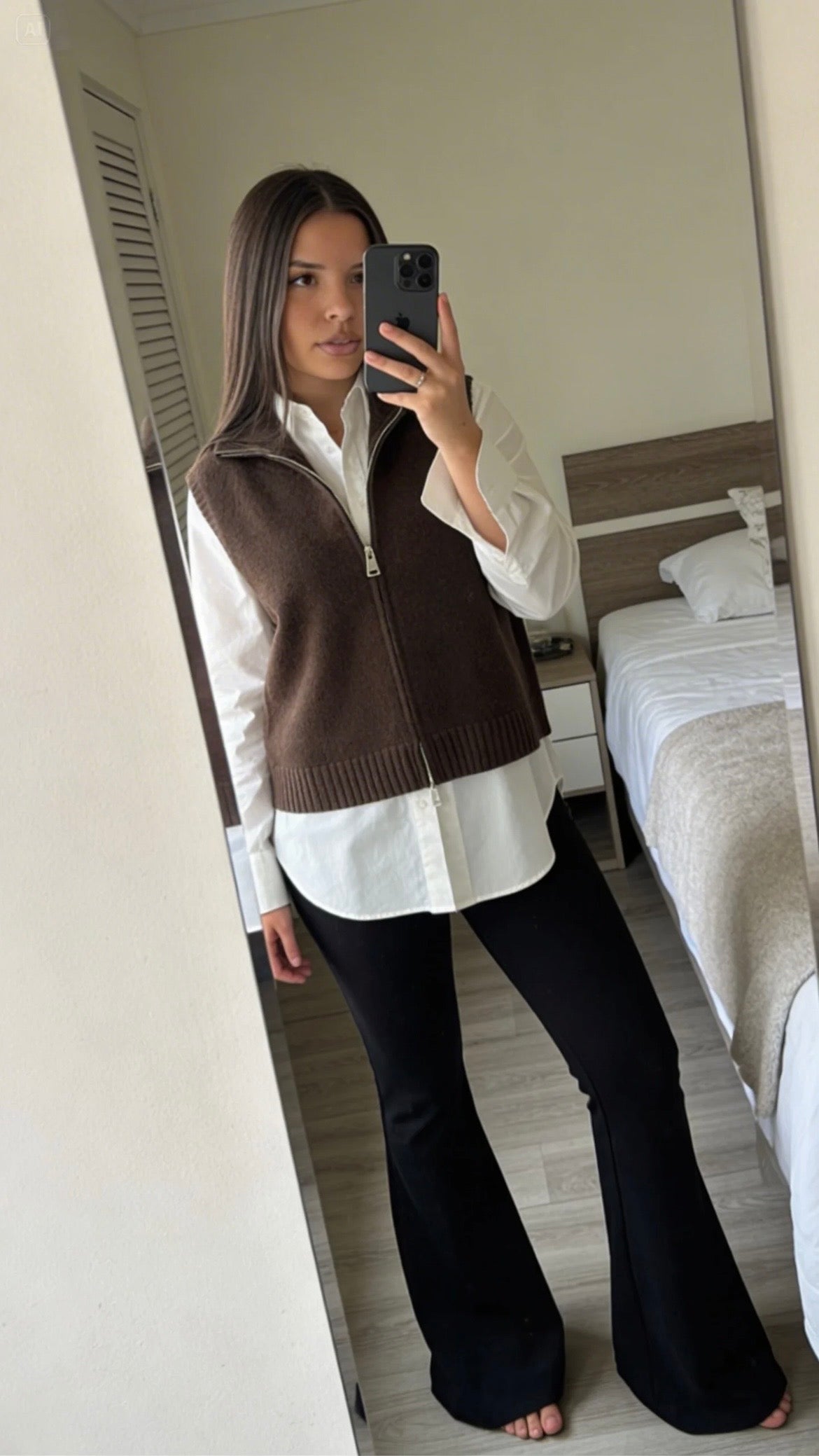 Gilet Sans Manches Maille Douce — Marron