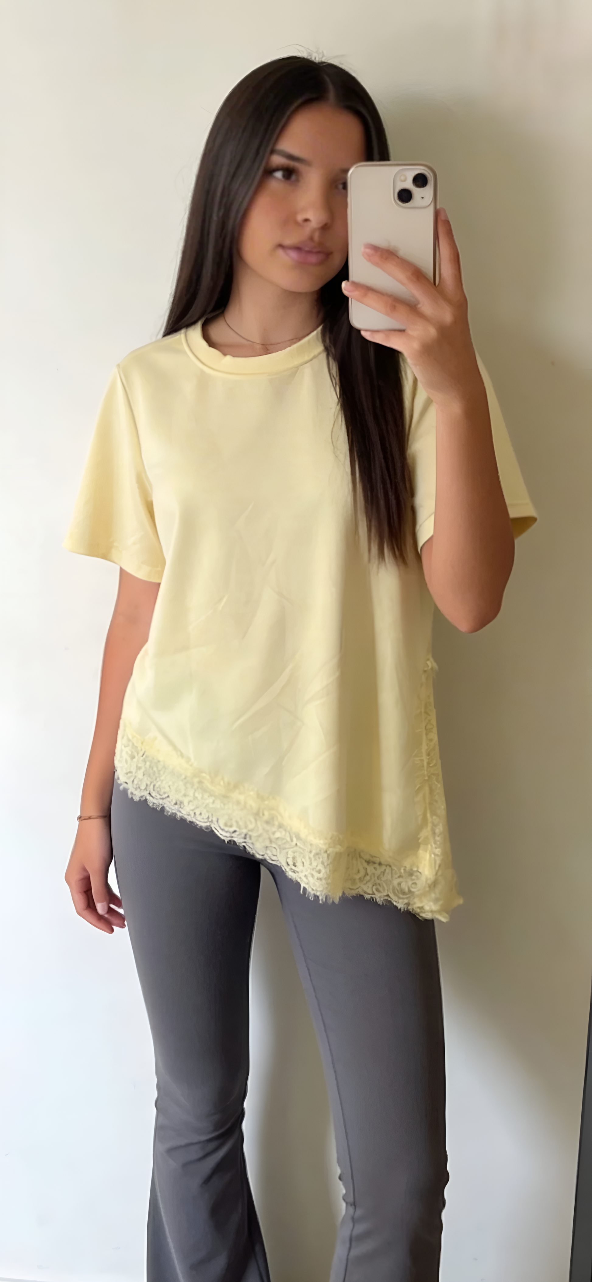 Top dentelle femme noir coupe droite légère taille unique