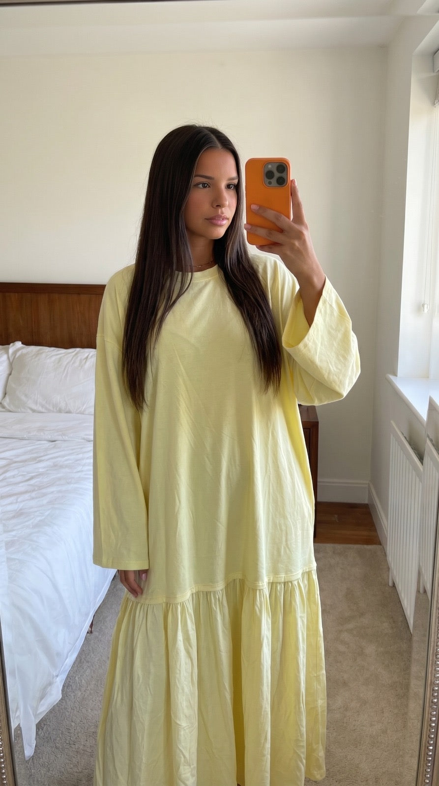 Robe volantée oversize femme verte bas évasé