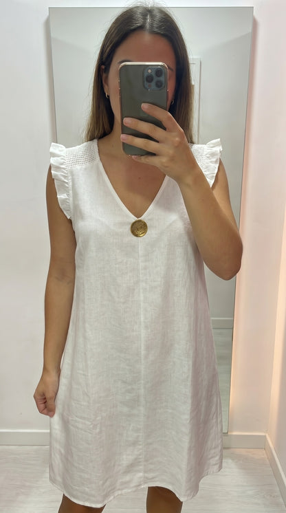 Robe Courte Bordeaux à Volants et Col V