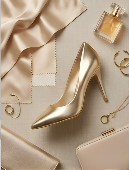 Escarpins Métallisés – Or Champagne Lumineux