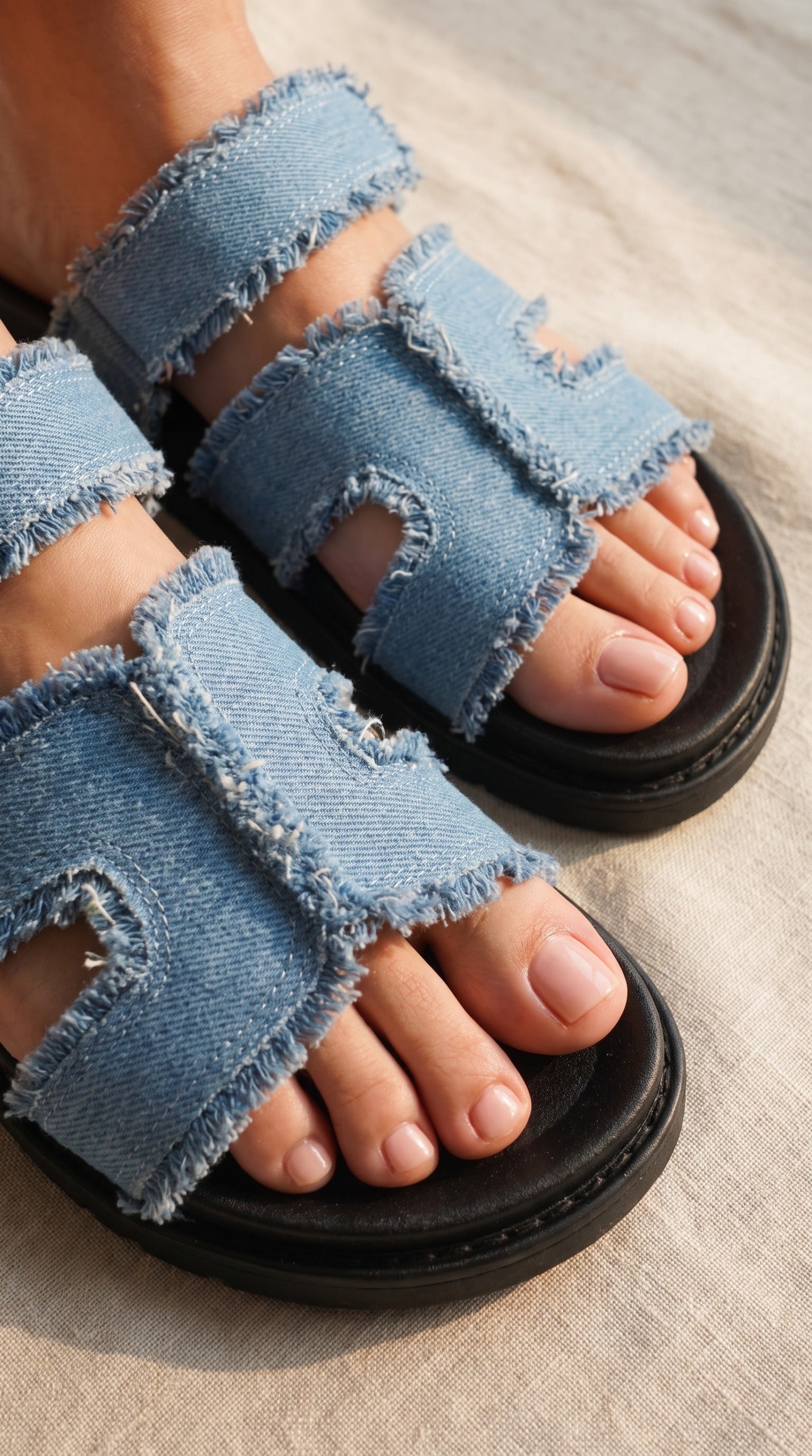 Sandales H denim ajustables femme – vue de profil