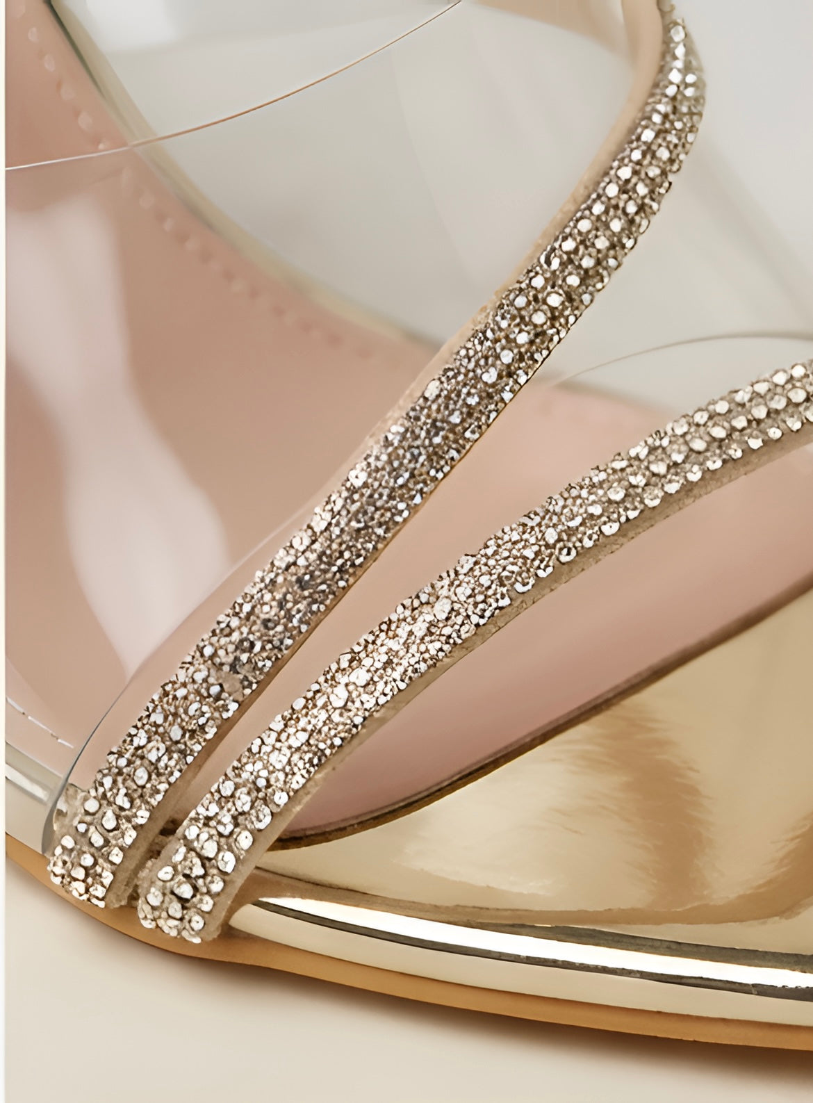 Mules à Brides Cristallisées – Transparent Or Rosé