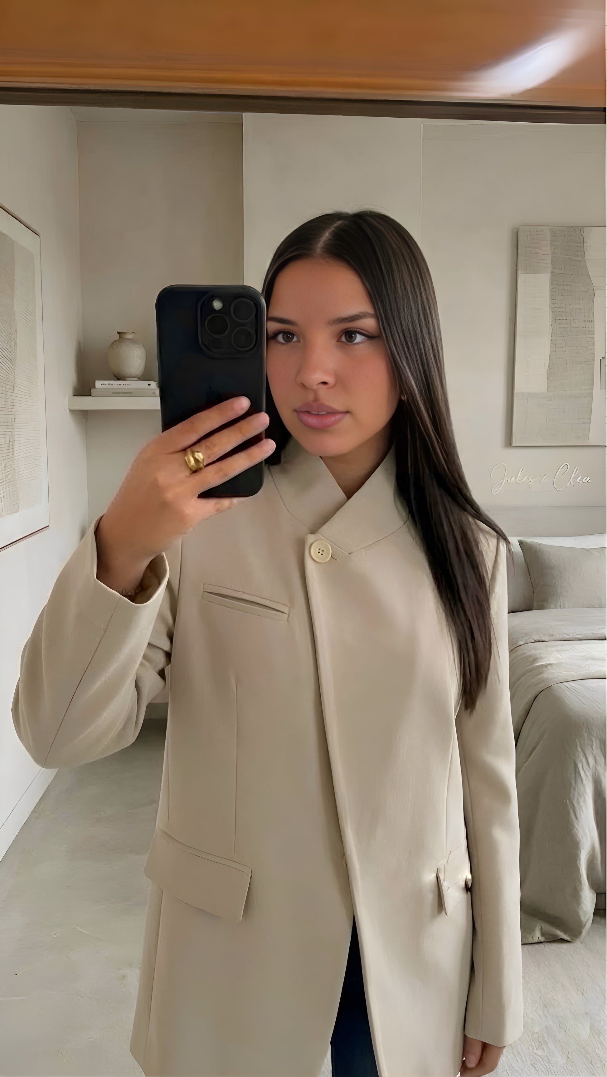 Blazer femme écru dos droit coupe moderne minimaliste