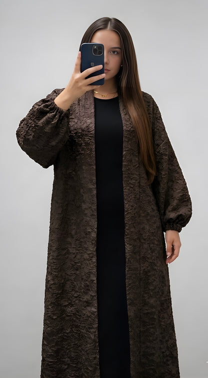 Kimono Long Texturé Beige Élégance