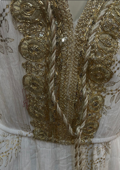 Robe Fluide Brodée Femme – Taille Cintrée Été
