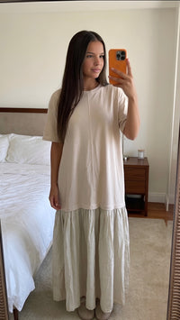 Robe Longue Oversize Bi-Matière Femme – Style Minimal