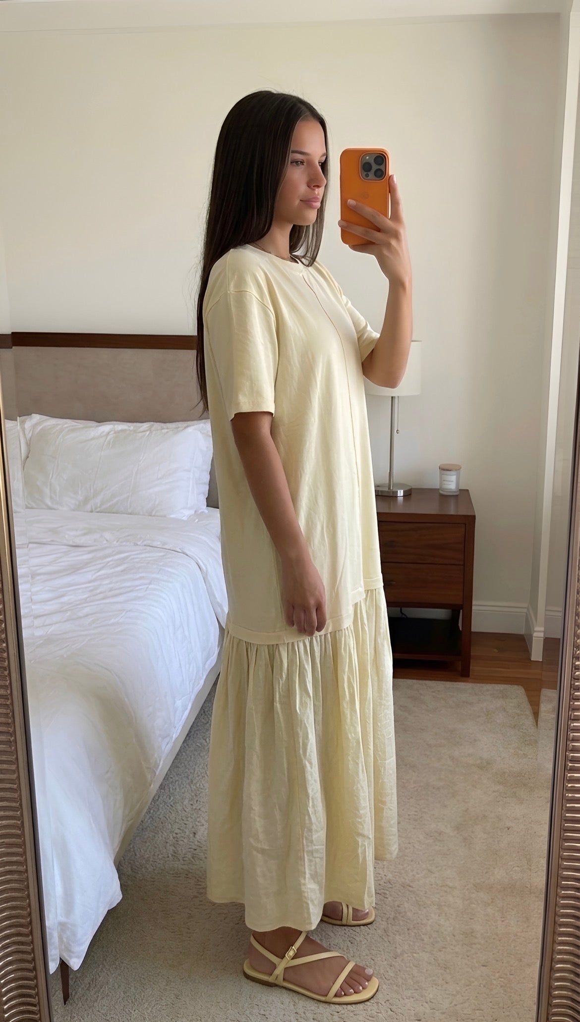 Robe longue oversize femme noir bi-matière haut uni bas volant