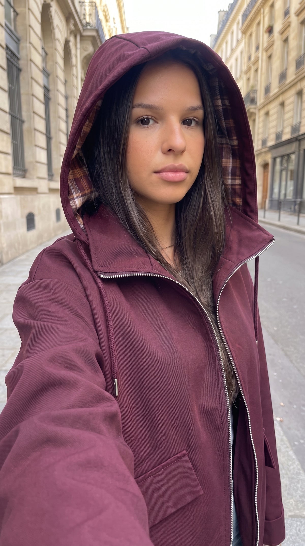 Veste à Capuche Détail Carreaux