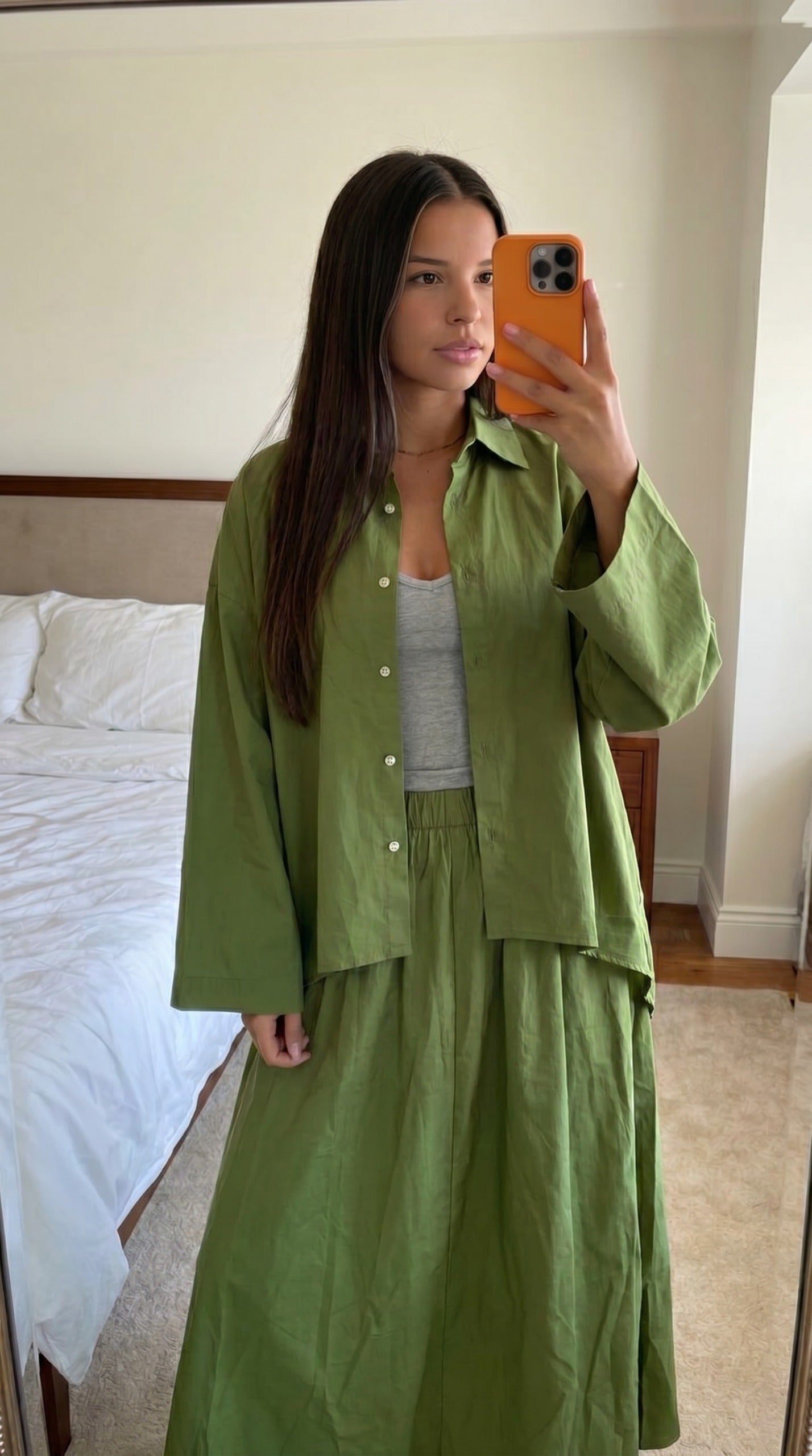 Ensemble chemise jupe jaune femme coton vue dos