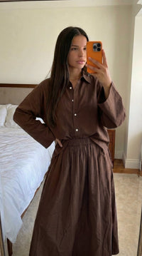 Ensemble Chemise & Jupe Ample Femme – Coton Fluide