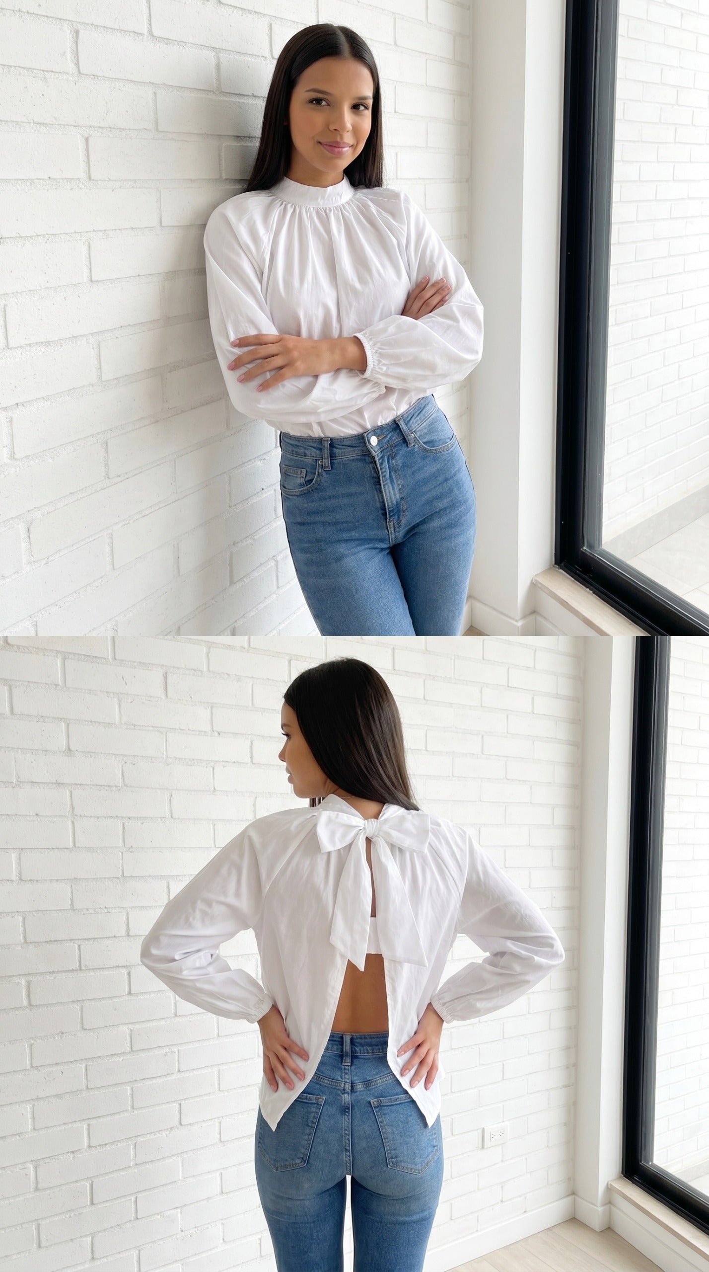 Top dos noué blanc femme nœud dans le dos