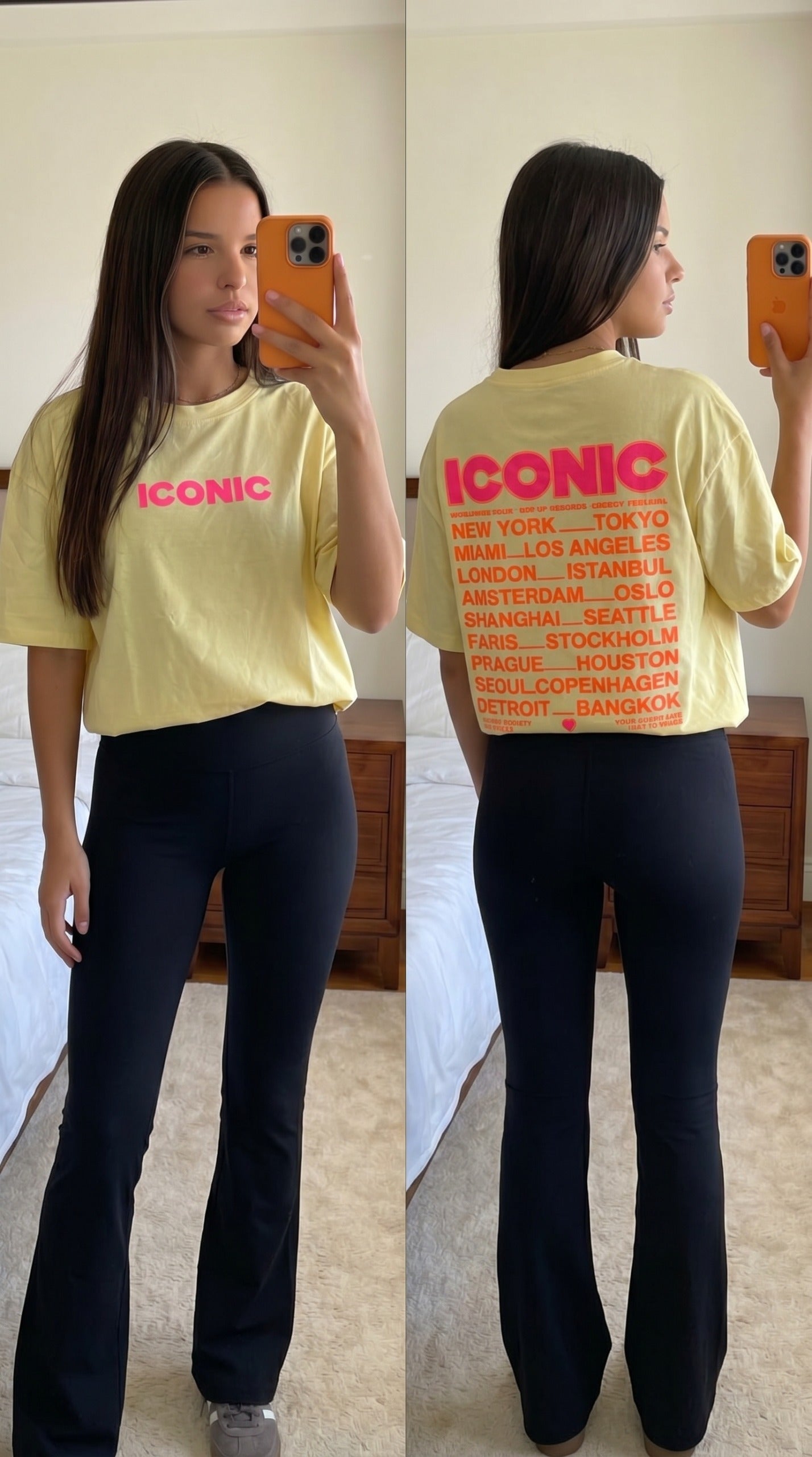 T-shirt oversize jaune femme ICONIC vue face