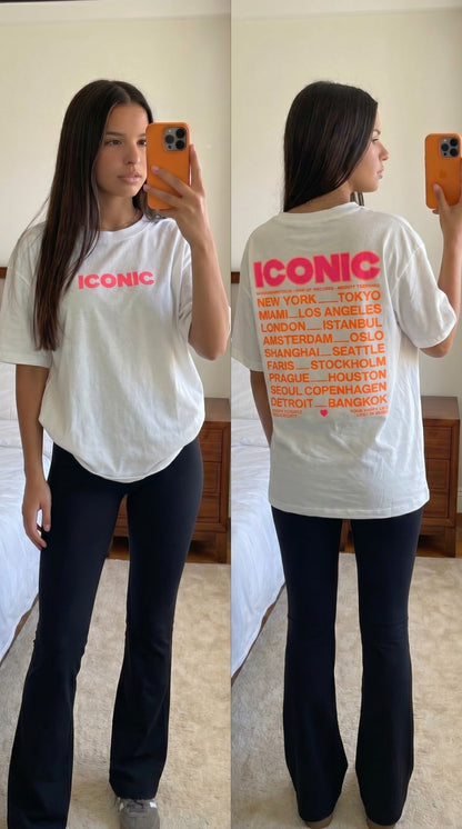 T-shirt oversize ICONIC blanc femme graphique dos