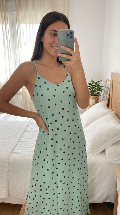 Robe Longue Bohème à Pois – Dos Croisé