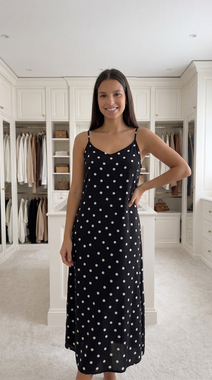 Robe Longue Bohème à Pois – Dos Croisé